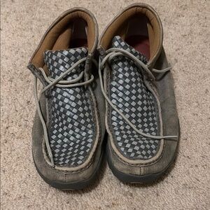 Twisted X Gray Checkered Loafers